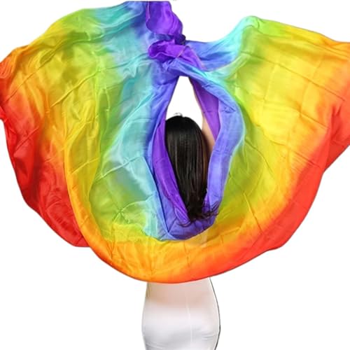 AHUFGN Velo Danza del Ventre Seta Performance Dance Tinta Unita Light Texture Velo Scialli Sciarpa da Donna Costumi Accessori Veli di Danza del Ventre 250 cm x 110 cm.(Auburn)