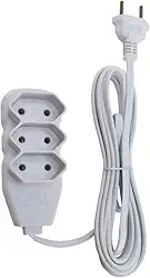 Force Line - Extensão Slim 3 Tomadas Bipolar Bivolt 3 Metros, Branco