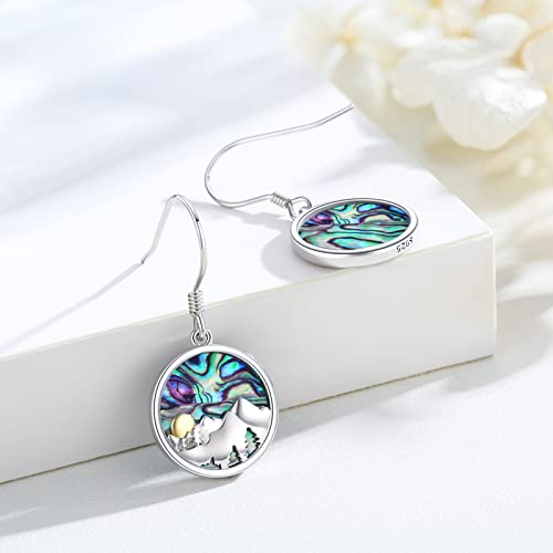 S925 Sterling Silver Mountain Dangle Drop Hook Earrings For Women Girls, Small Abalone Shell Mountain Range Dangling Earrings Jewelry Gifts For Hikers, Campers, Climbers And Nature Lover #TOP2