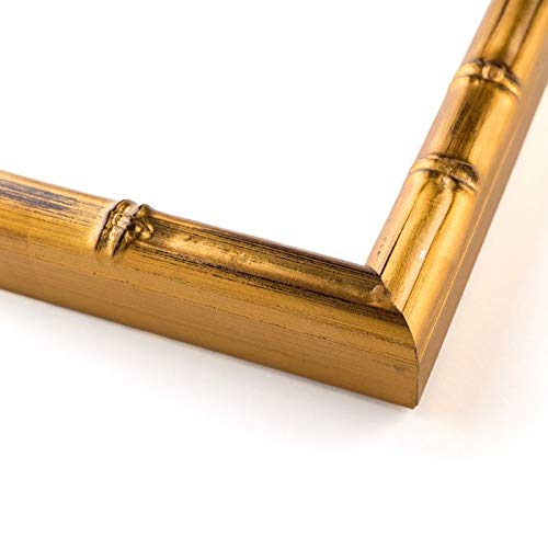 8x10 Solid Gold Bamboo Style Wood Frame - Great for Posters, Photos, Art Prints, Mirror, Chalk Boards, Cork Boards