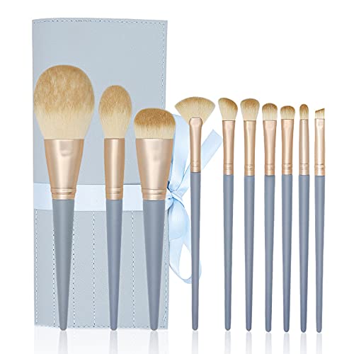 LYYDAN Makeup Brush Set, 10pcs Makeup Brushes With Leather Bag, Professional Makeup Brush Set With Case For Women, Cosmetic Brushes For Eyeshadow Foundation Concealers Brush