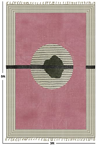 Tapis bohème coton lavable 1,8x2,4m résistant aux taches pour chambre