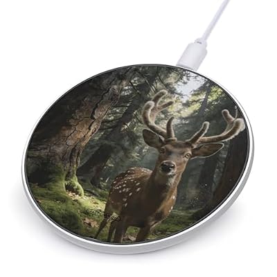 Deer in The Woods Wireless Charger Portable Fast Charging Pad Lightweight Wireless Charging Pad 10W Slim Charging Station for Phone Charger Mat for Travel Home Office Desk