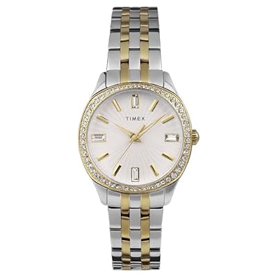 Timex Orologio da donna Trend, 36 mm, cinturino in acciaio inox bicolore con quadrante argentato, cassa bicolore TW2W17700