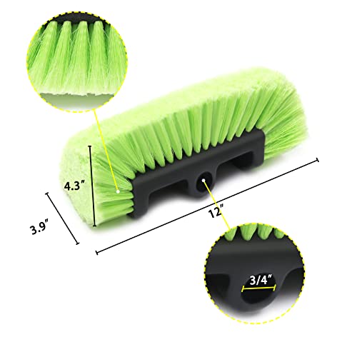 Forgrace 12" Car Wash Brush With Soft Bristle Auto Rv Truck Boat Camper Heavy Duty Tri-Level Dip Wash Brush Car Exterior Washing Green #TOP1