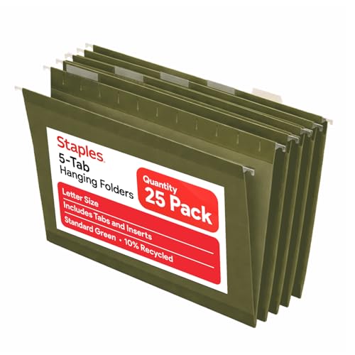Dossier suspendu Staples 418376 fond 7,6 cm vert pour classement de documents format Lettre