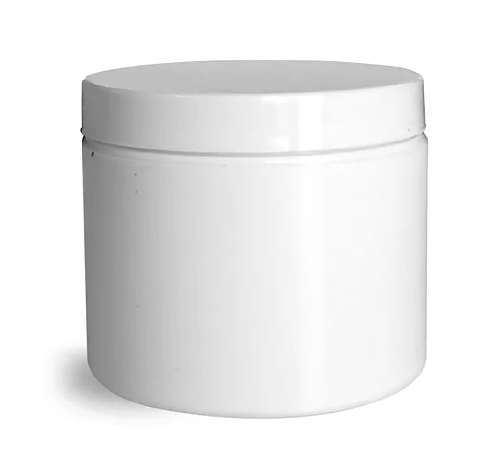 SKS Bottiglia e imballaggio Barattoli in plastica a doppia parete in polipropilene bianco con tappi foderati bianchi, contenitori in plastica vuoti per creme di bellezza, campioni e prodotti per la