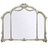 G-LEAF Antique Silver Wall Mirror 48'X39', French Baroque Vintage Mirror with Ornate Carved Frame for Living Room, Fireplace Mantel, Bedroom, Entryway