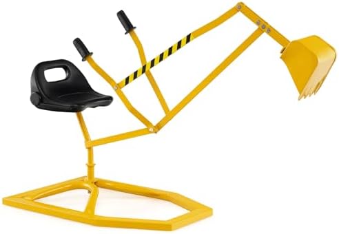 Costzon Kids Ride On Digger, 360° Seat Rotatable Excavator Crane Toy for Sand, Dirt, Snow, Heavy Duty Steel Beach Sandbox Sit on Digger for Boys Girls Outdoor Play (Without Wheels)
