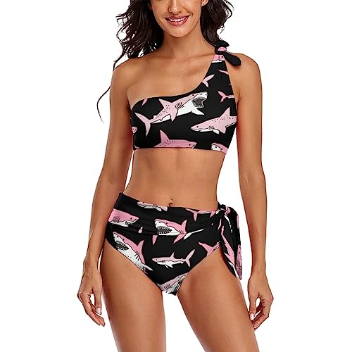 Bikini Shark Bathing Suit Women's Swimwear Bikini Swimming Costume Tummy Control Swimsuits L
