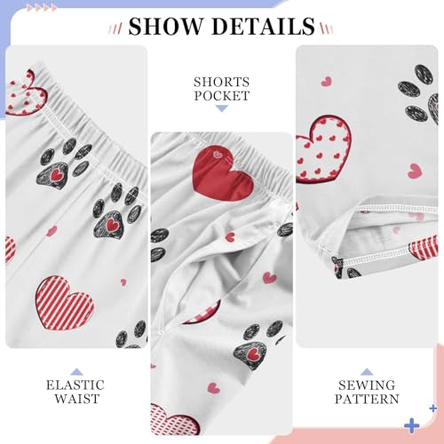 Black Doodle Paw Hearts Boys Pants for Kids Jogger Pants with Pockets S-XL4