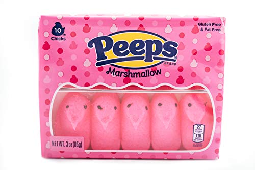 Marshmallow Peep Chicks Easter Colors - 5 Packs of 10 - Yellow, Lavender, Pink, Green, and Blue Chicks - Classic Marshmallow Candy - Decorative Seasonal Peeps