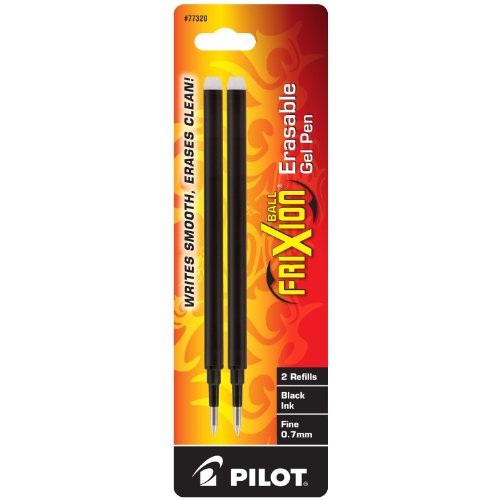 Image of Pilot FriXion Gel Ink Pen Refill, 2-Pack for Erasable Pens, Fine Point, Black Ink (77320)