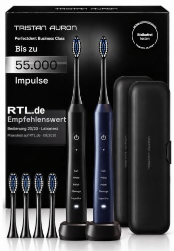 Elektrische Schallzahnbürste 55000 VPM, risikofrei 100 Tage testen, Tristan Auron Business Class...
