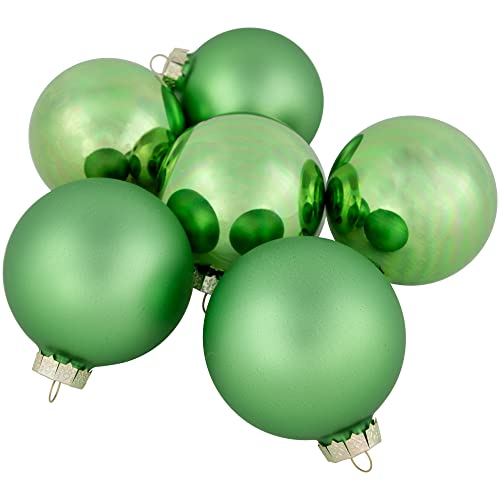 NORTHLIGHT 6ct Shiny and Matte Green Glass Ball Christmas Ornaments 3.25