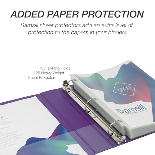 Image of Samsill Durable 1.5 inch 3 Ring Binder, D Ring Binder, 100% Recycled Chipboard, Purple, 12 Pack