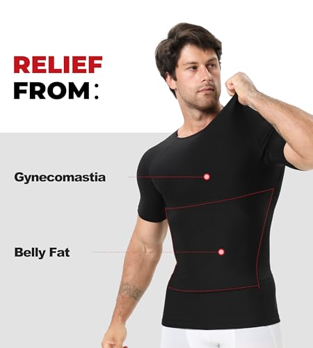 Men's Compression Shirt, V-Neck Slimming Body Shaper Short Sleeve Hide Gynecomastia Chest Underwear for Tummy Control3