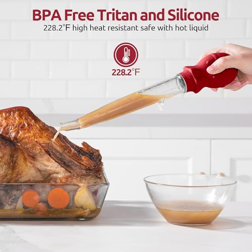 Image of U-Taste Turkey Baster for Cooking, Large Basting Bulb with Brush, Red