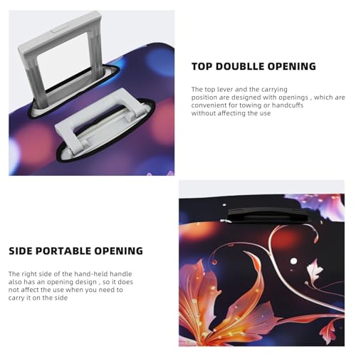 Travel Luggage Covers For Suitcase, Cool Decorative Flowers Elastic Suitcase Protector Washable Anti-Scratch Suitcase Baggage Cover Luggage Protector Fits 18-32 Inch Luggage4