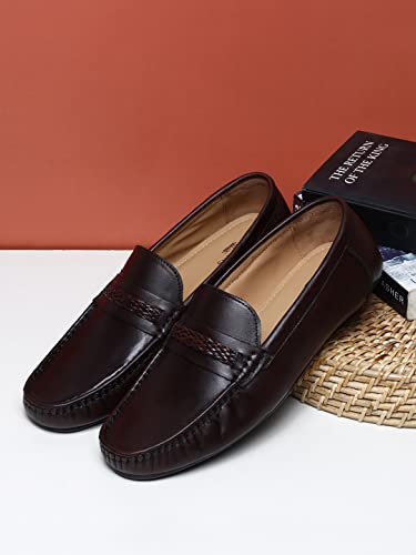 Image of Teakwood Men Solid Genuine Leather Brown Loafers