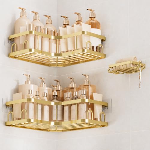 Image of Veken Corner Shower Caddy 3-Pack, Advanced Rustproof Design&Stable Storage