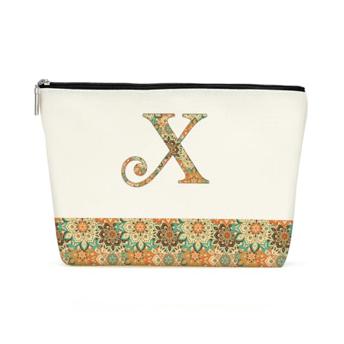 Presentes personalizados para mulheres, bolsa de maquiagem com monograma, inicial, bolsas de cosméticos para mulheres, mãe, professores, amigas, madrinha, aniversário, formatura, férias, carta X