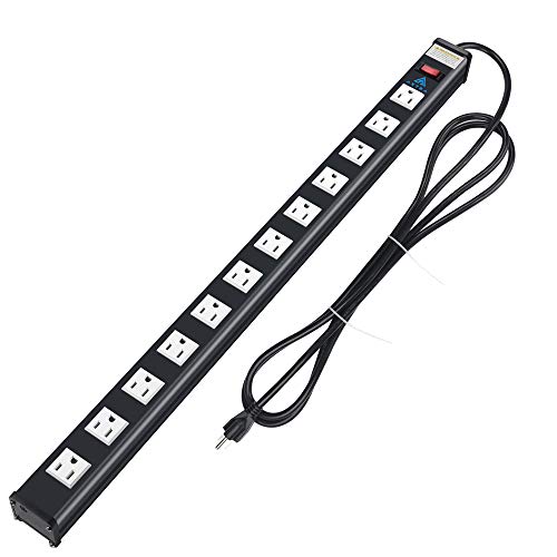 AXTRA 12-Outlet Surge Protector Power Strip, 9-Foot Heavy-Duty Cord, 450 Joules, 15-amp Circuit