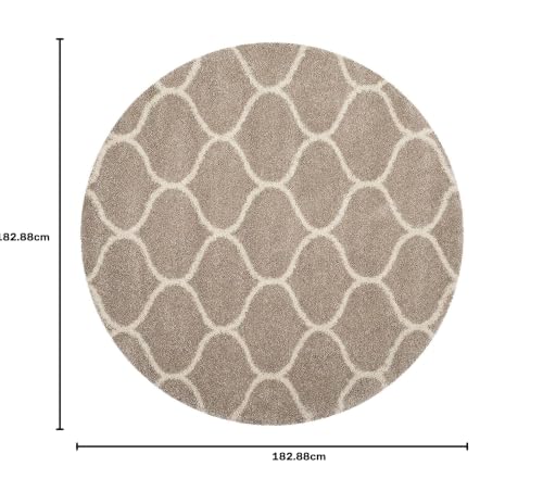 Image of Modern Plush Area Rug for Bedroom Living Room Home Decor (6x6 Feet Round, Beige|Ivory)