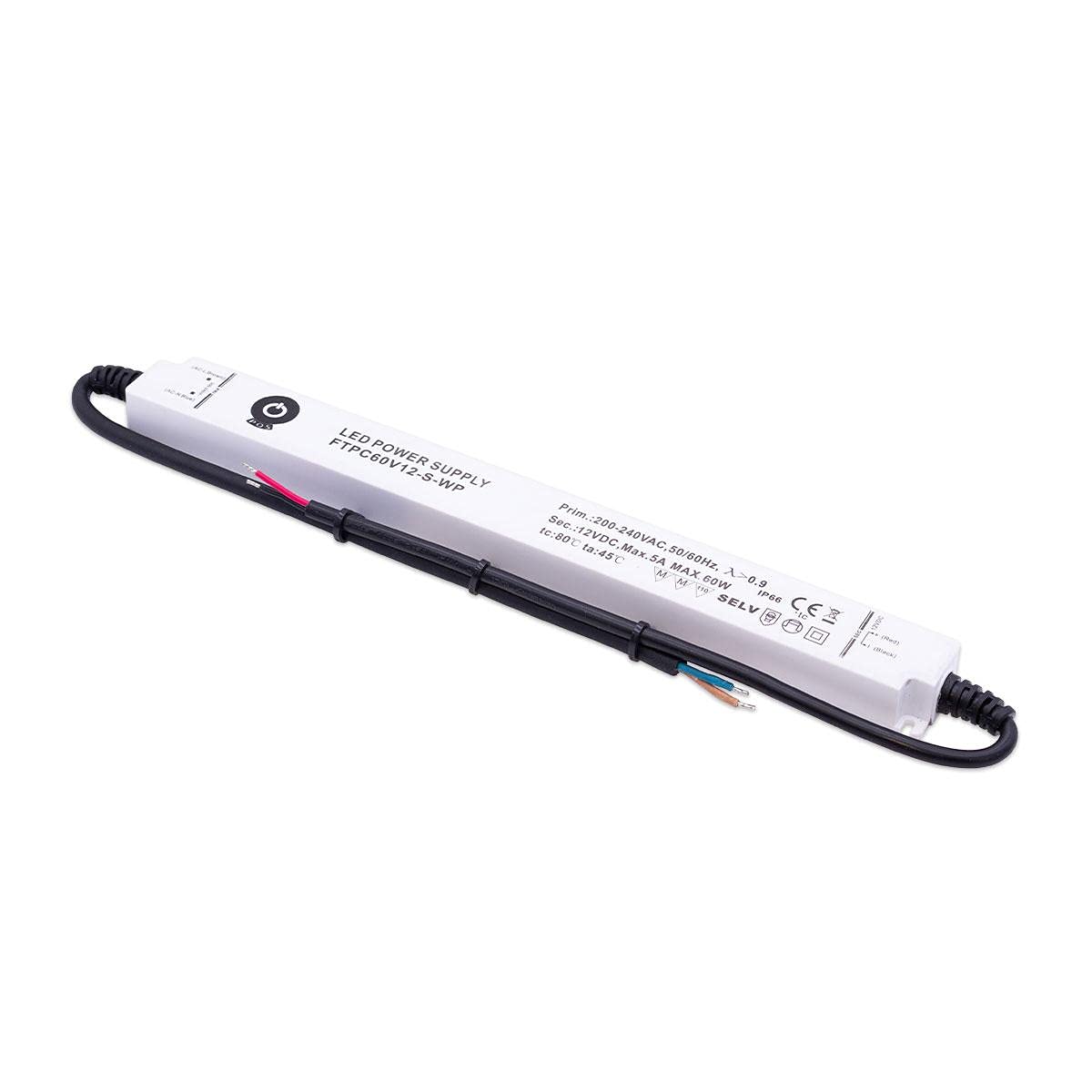 superflaches Slim Line LED Netzteil/Trafo mit PFC 12V/DC 60W 5A MM IP66 wassergeschützt