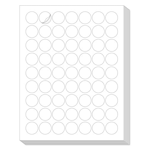L LIKED 1'' Diameter Round Printable 25 Sheets Matte Sticker Labels for Laser/Inkjet Printer, White Blank Circle Stickers, Strong Adhesive (1575 Labels)