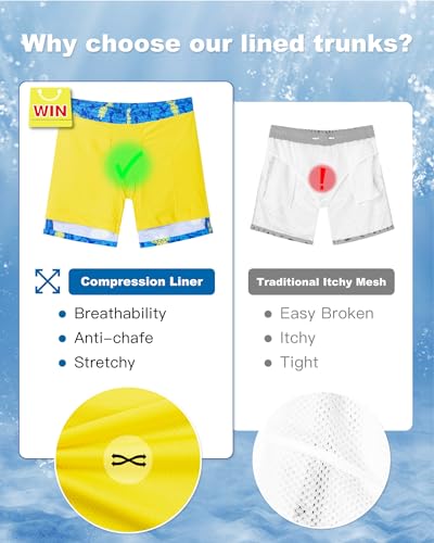 Image of SURF CUZ Mens Swim Trunks with Compression Liner Swim Shorts 7 inch Swimming Trunks Stretch 7 Inch Swim Suits Quick Dry