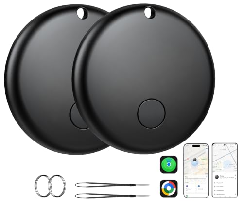 Image of 2026 Air Tracker Tag-4 Pack Item Locator for Android & iOS Bluetooth Tracker,Key Finders,Smart Tags Work with Apple Find My & Google's Find Hub (Black, 2 Pack)