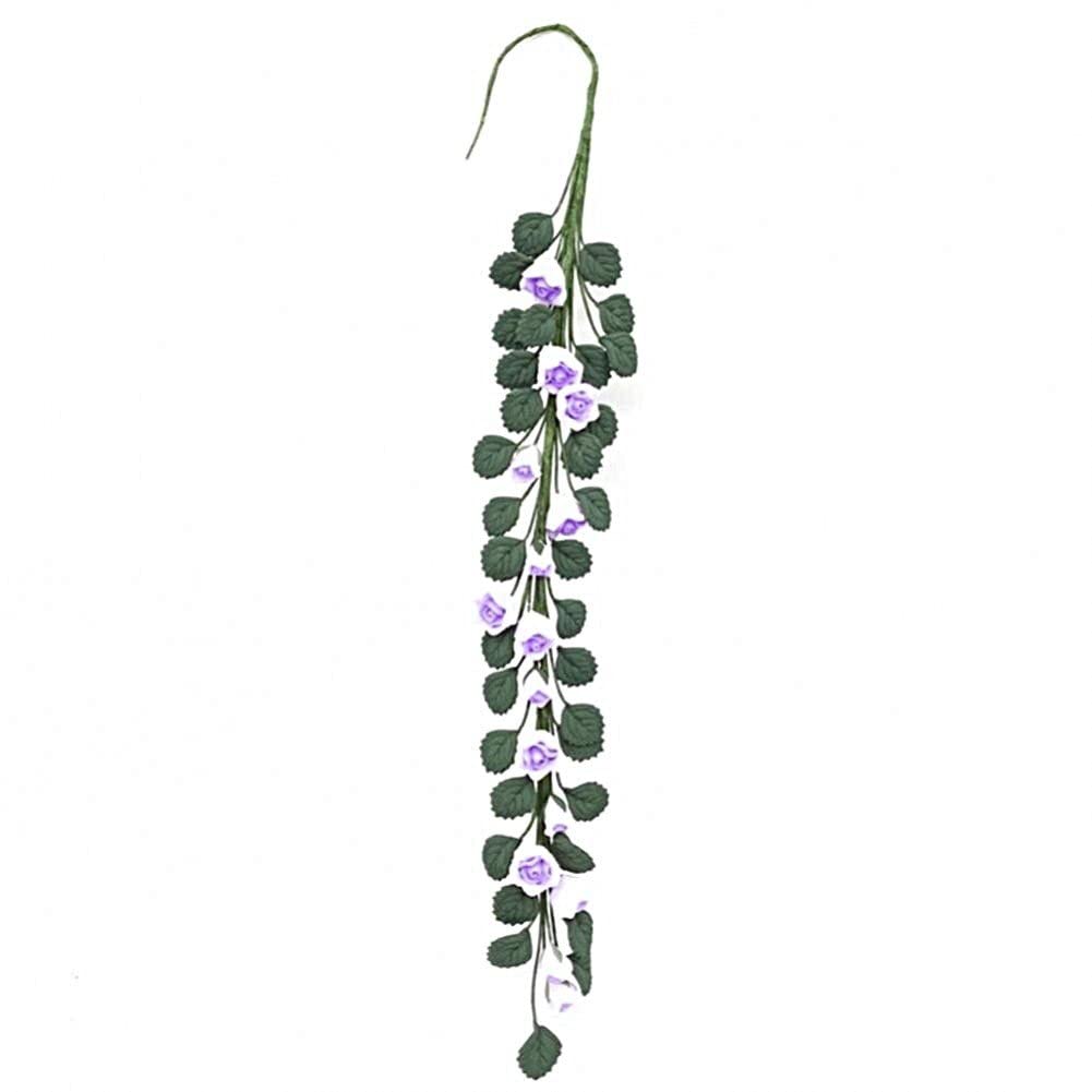 vepoty Miniature Flower Dollhouse Swing Decorative Long Bouquet Garland Fake Flower Rose Vine Hanging Plant
