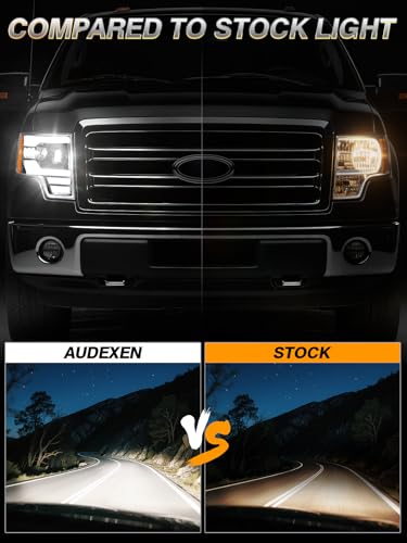 Image of AUDEXEN 1200% Bright LED Headlight Assembly for Ford F150 F-150 2009-2014 OEM style replacement - Anti-glare Turn Signal DRL Hi /Low Sealed Beam - For Factory Halogen Headlights & 3 Pin Plug Only
