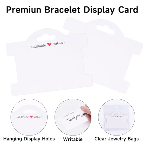 Cartes de présentation de bracelets en kraft blanc joycraft pour organiser vos bijoux à suspendre