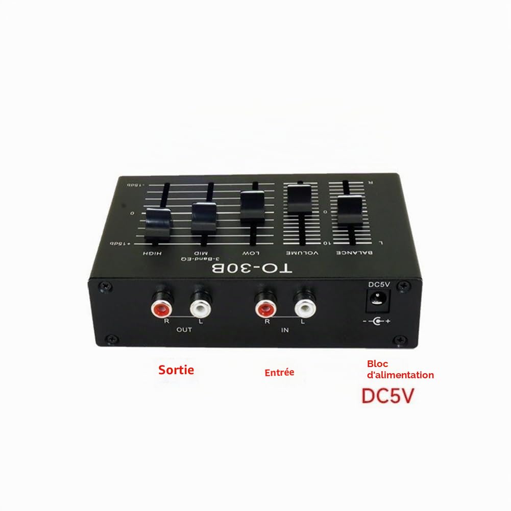 To-30B DC5V Égaliseur Audio Stéréo Préamplificateur Équilibré à Trois Bandes Hautes, Moyennes et Basses Contrôle du Volume de L'Équilibre Audio