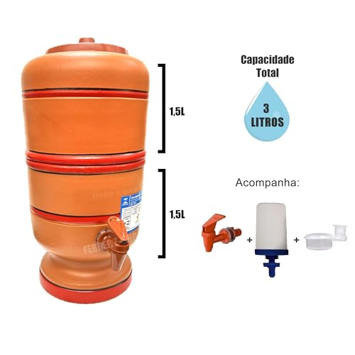Filtro De Barro 1,5L -Total 3 Litros N00 C/1 Vela Tripla Ação Esterilizante