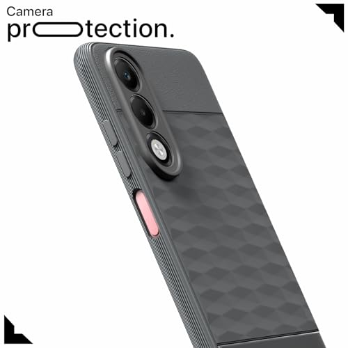 Image of Pikkme Back Cover for Oppo K13x 5G Camera Protection 3D Hexa Cube Design Silicone Protective Bumper Case (Grey)