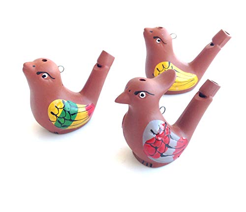 HC Enterprise 3 pcs Silbatos de Agua,diseño pájaro de cerámica