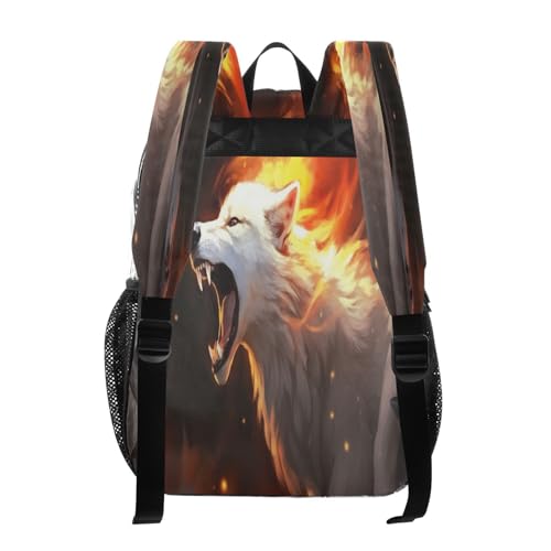 Wolfs with Fire Clear Backpack - Stadium Approved Large 15.7-inch Waterproof Transparent Bag for Sports, Concerts, Work, Travel#1223