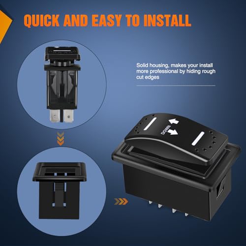 Image of Nilight Polarity Reverse Switch 20A 12V 7 Pin Momentary ON-Off-ON Rocker | DPDT blue LED toggle includes jumpers and adapter wires for linear actuators, hoists, and cranes