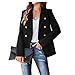 Womens Double Breasted Blazer Jackets Button Long Sleeve Work 0Ffice Blazer Lapel Open Front Jacket Business Outfit Navy