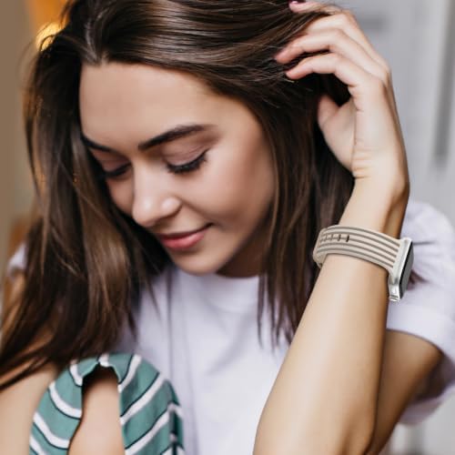 HAYONLIY Striped Engraved Cute Band Compatible with Apple Watch Band - 4