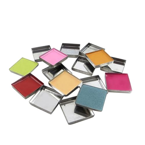 Baluue 56 Piezas Bandejas Metálicas Cuadradas para Sombras y Colorete Bandejas Vacías Magnéticas para Polvo Compacto y Maquillaje DIY
