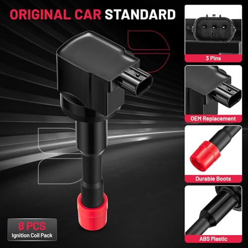 Image of BDFHYK Ignition Coils Pack UF374 Compatible with Honda Civic l4 1.3L 2003-2011 Honda Oem Coils Pack Coil for 30521PWA003 30521PWAS01 C1408 E404 7010796 610-58665 30521REAZ01 GN10248 C-688 Set of 8