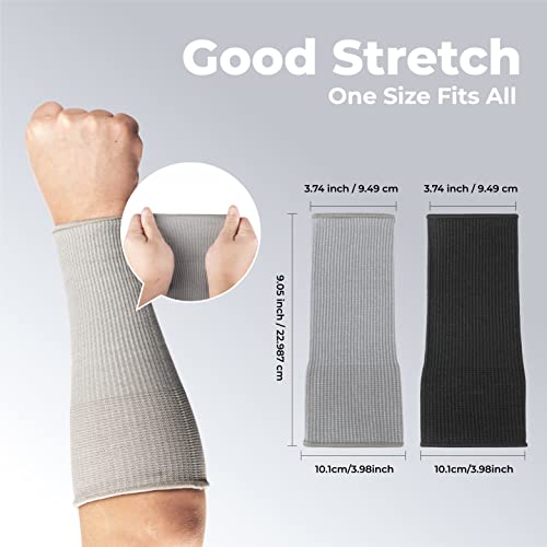 Image of OriStout Cut Resistant Work Sleeves with Tumb Hole, Black and Grey, 4 Pairs | Level 3 Cut Resistant Sleeves, Arm Protectors for Thin Skin and Bruising, Gardening, Yard Working, Pet Grooming, One Size