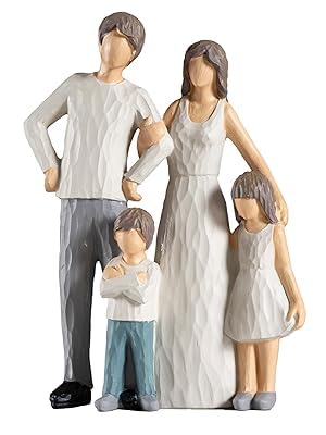 Image of Family of 4 Figurines | Resin Family Sculpture Showpiece for Home Decor | Modern Centerpiece for Living Room Bedroom and Office for Family Anniversary & Birthday Celebrations