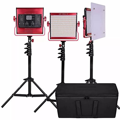 Image of LED Photography Video Light Panel CRI97 3200K-5600K Photo Studio Lighting Equipment with Tripod Stand Digital Red