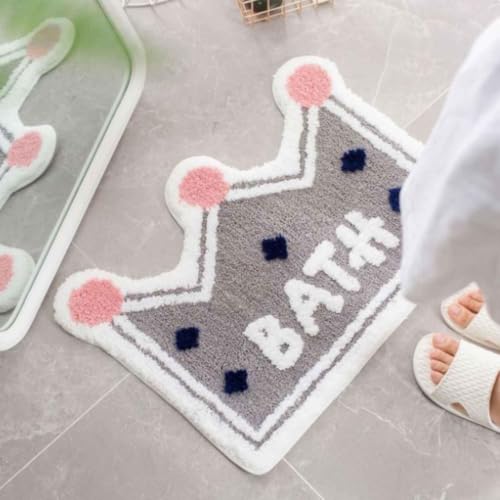 Image of Dream Weaverz 2000 GSM Super Soft Microfiber Bath Mat 40x60 cm | Ultra Absorbent Anti-Skid Quick Dry Bathroom Rug | Floor Mat for Bathroom, Bedroom, Kitchen, Home | Cute Design Bathmat (Grey)