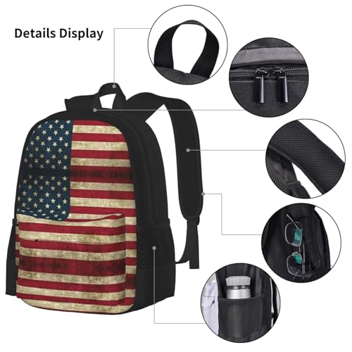 American Flag Print 3 Piece Backpack Set, Laptop Daypack, Lightweight Bookbag Set With Lunch Bag Pencil Case4